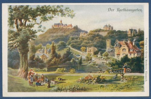 Eisenach Der Karthausgarten Blick zur Wartburg, ungebraucht (AK5060)