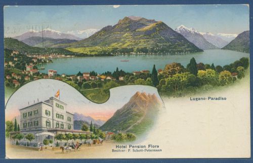 Lugano-Paradiso Hotel Pension Flora, gelaufen 1929 (AK5107)