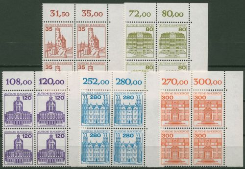 Bund 1982 Burgen & Schlösser 4er-Block Ecke oben rechts 1139/43 postfrisch