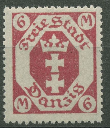 Danzig 1922 Freimarken Kleines Staatswappen 109 b rotkarmin mit Falz geprüft