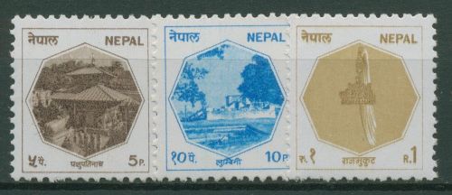 Nepal 1986 Freimarken Buddha-Geburtsstätte Königskrone 467/69 postfrisch