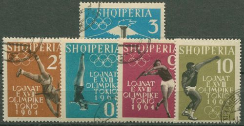 Albanien 1962 Olympische Sommerspiele 1964 Tokio 657/61 A gestempelt