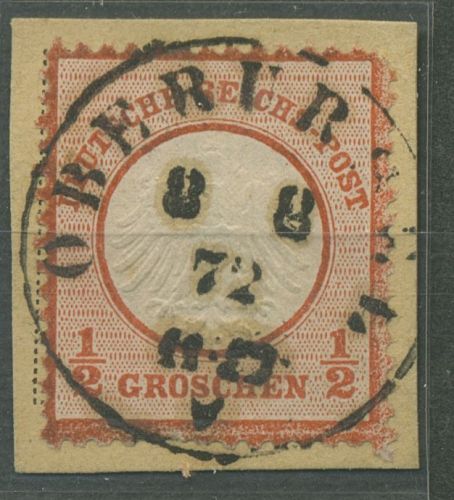Dt. Reich 1872 kl. Brustschild 3 Stempel TT K1 OBERURSEL, Briefstück geprüft