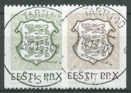 Estland 1992 Freimarken Staatswappen 186/87 gestempelt