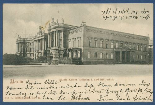 Berlin Palais Kaiser Wilhelm I. und Bibliothek, gelaufen 1904 (AK5017)