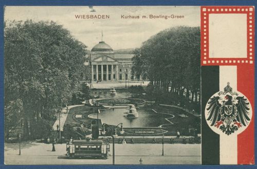 Wiesbaden Kurhaus mit Bowling-Green Straßenbahn, gelaufen 1911 (AK5159)