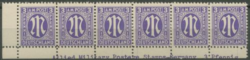 Bizone 1945 AM-POST Amerik. Druck 1 x mit Inschrift unten postfrisch