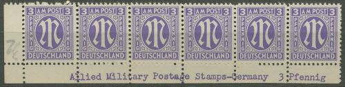 Bizone 1945 AM-POST Amerik. Druck 1 z mit Inschrift unten postfrisch