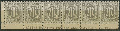 Bizone 1945 AM-POST Amerik. Druck 2 z mit Inschrift unten postfrisch