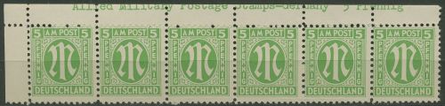 Bizone 1945 AM-POST Amerik. Druck 3 y mit Inschrift oben postfrisch