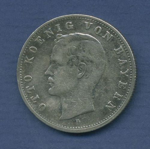 Bayern 2 Mark Silber 1907 D, König Otto, J 45 ss (m6773)