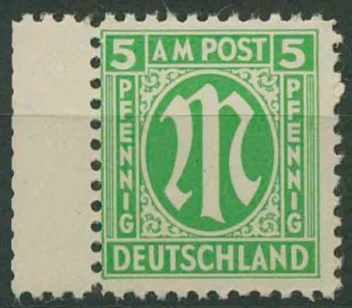 Bizone 1945 AM-POST Amerik. Druck 3 y mit gezähntem Steg postfrisch