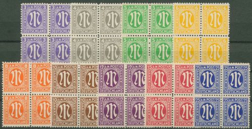 Bizone 1945 AM-POST: Amerikanischer Druck 1/9 z 4er-Block postfrisch