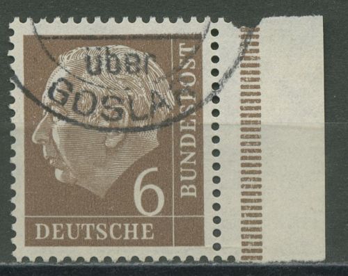 Bund 1954 Th. Heuss Bogenmarke mit Seitenrand 180 SR gestempelt