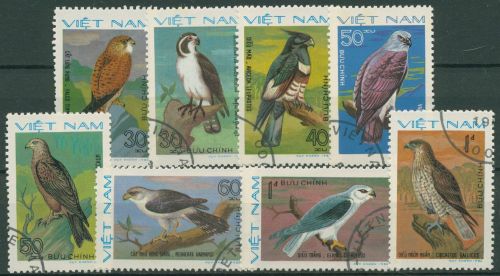 Vietnam 1982 Tiere Greifvögel Turmfalke, Schlangenadler 1232/39 gestempelt