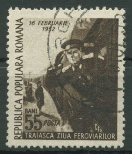 Rumänien 1952 Tag der Eisenbahner Lokomotive Zug 1385 gestempelt