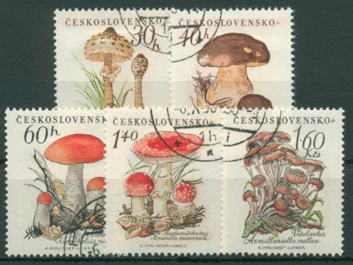 Tschechoslowakei 1958 Pilze Parasol, Steinpilz, Rotkappe 1101/05 gestempelt