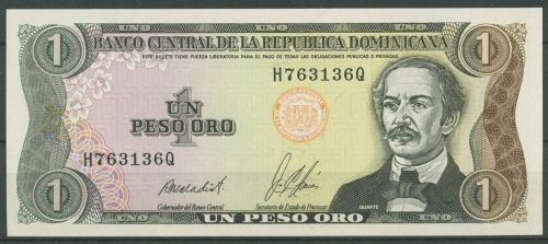 Dominikanische Republik 1 Peso 1987, KM 126 b kassenfrisch (K1859)