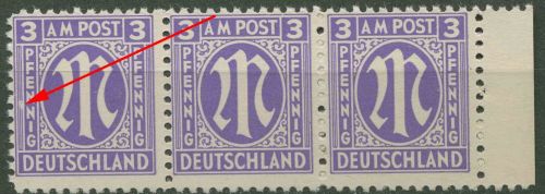 Bizone 1945 Am. Druck mit Plattenfehler 1z I, Papier z postfrisch