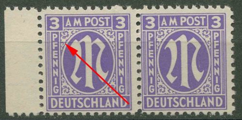 Bizone 1945 Am. Druck mit Plattenfehler 1 z f 21 A, Papier z postfrisch