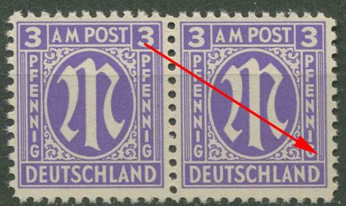 Bizone 1945 Am. Druck mit Plattenfehler 1 z f 26 A, Papier z postfrisch