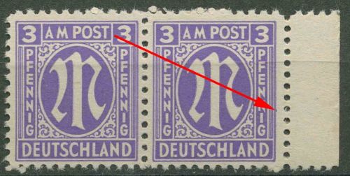Bizone 1945 Am. Druck mit Plattenfehler 1 z f 40 B, Papier z postfrisch