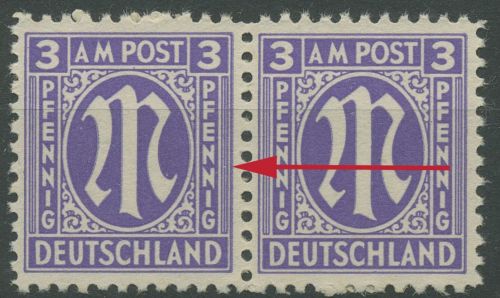 Bizone 1945 Am. Druck mit Plattenfehler 1 z f 57, Papier z postfrisch