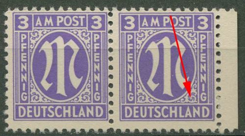 Bizone 1945 Am. Druck mit Plattenfehler 1 z f 60 A, Papier z postfrisch