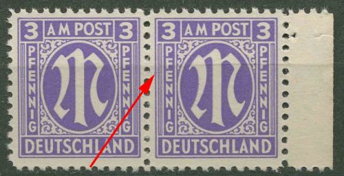 Bizone 1945 Am. Druck mit Plattenfehler 1 z f 60 B, Papier z postfrisch