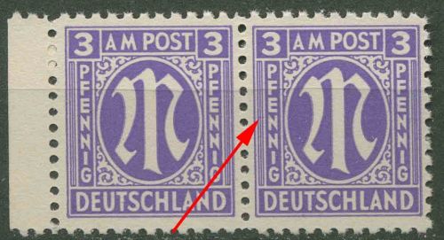 Bizone 1945 Am. Druck mit Plattenfehler 1 z f 72, Papier z postfrisch
