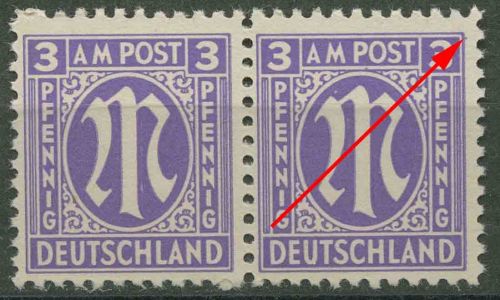 Bizone 1945 Am. Druck mit Plattenfehler 1 z f 75 A, Papier z postfrisch