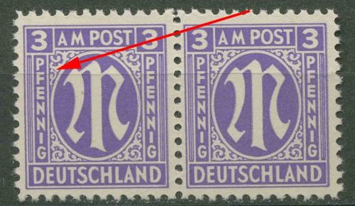 Bizone 1945 Am. Druck mit Plattenfehler 1 z f 84, Papier z postfrisch