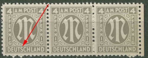 Bizone 1945 Am. Druck mit Plattenfehler 2 z f 28, Papier z postfrisch