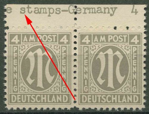 Bizone 1945 Am. Druck mit Plattenfehler 2 z Br I, Papier z postfrisch