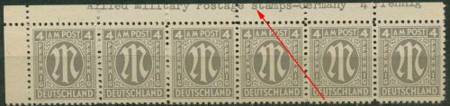 Bizone 1945 Am. Druck: Inschrift mit Plattenfehler 2 z Br I, Papier z postfrisch