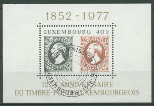 Luxemburg 1977 125 Jahre Luxemburgische Briefmarken Block 10 gestempelt (C90004)