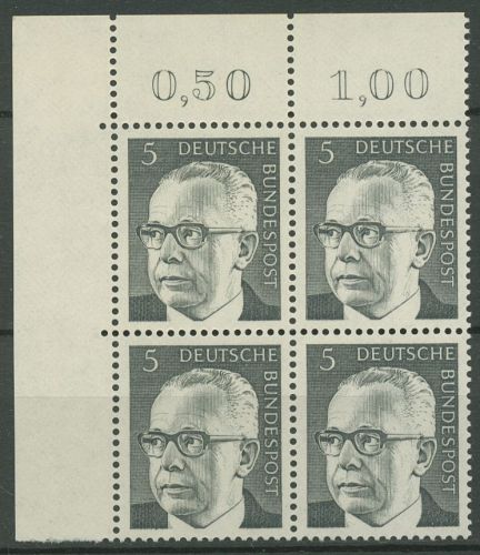 Bund 1970 Heinemann 635 4er-Block Ecke 1 postfrisch