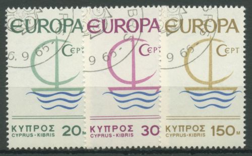 Zypern 1966 Europa CEPT Segelboot 270/72 gestempelt