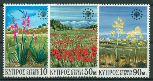 Zypern 1970 Naturschutzjahr Pflanzen Mohn Lilie Fenchel 335/37 postfrisch