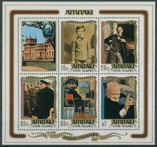 Aitutaki 1974 Sir Winston Churchill Block 4 postfrisch (C60492)