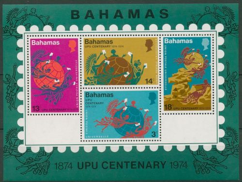 Bahamas 1974 Weltpostverein 100 Jahre UPU Block 10 postfrisch (C94001)
