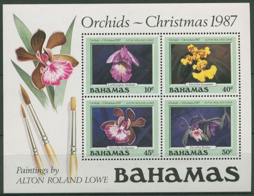 Bahamas 1987 Weihnachten Orchideen Block 52 postfrisch (C94013)