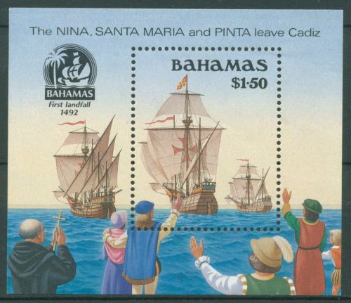 Bahamas 1990 Entdeckung Amerikas Segelschiffe Block 60 postfrisch (C64529)