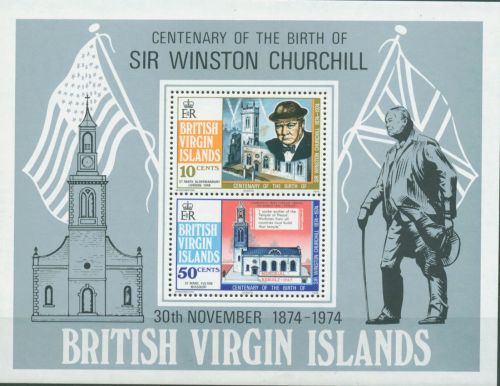 Britische Jungferninseln 1974 Winston Churchill Block 5 postfrisch (C64539)