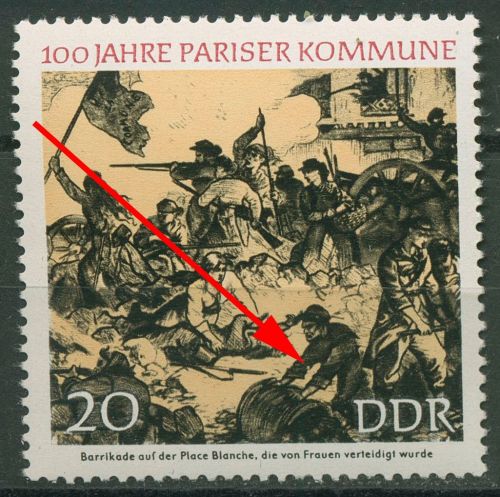 DDR 1971 100 Jahre Pariser Kommune mit Plattenfehler 1656 F 19 postfrisch