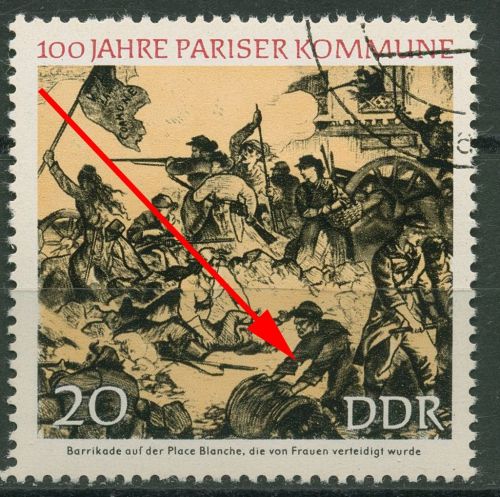 DDR 1971 100 Jahre Pariser Kommune mit Plattenfehler 1656 F 19 Massenentwertung