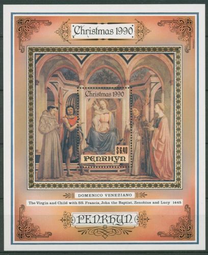 Penrhyn 1990 Weihnachten Gemälde Maria mit Kind Block 85 postfrisch (C42005)