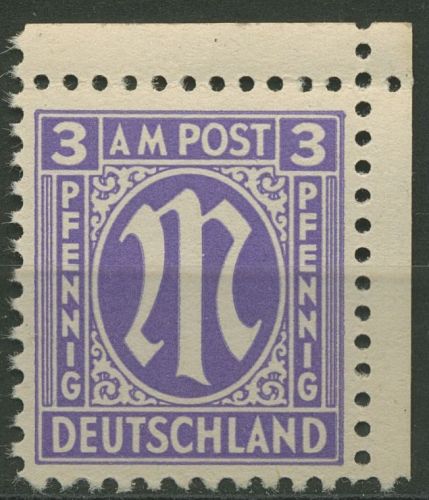 Bizone 1945 AM-POST Amerik. Druck 1 x Ecke 2, Papier x postfrisch
