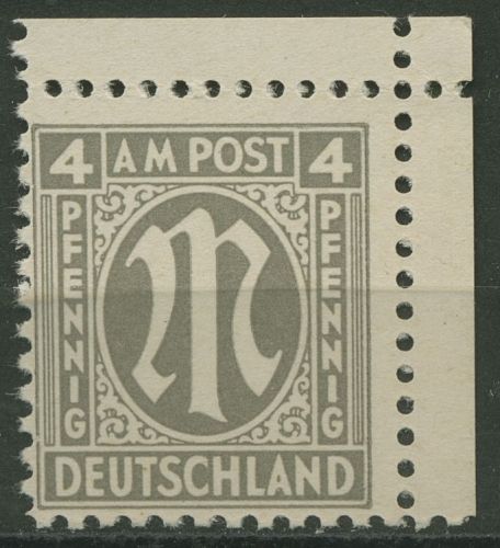 Bizone 1945 AM-POST Amerik. Druck 2 x Ecke 2, Papier x postfrisch