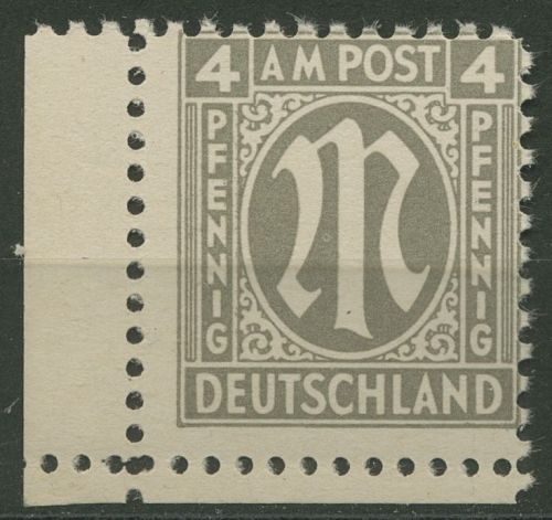 Bizone 1945 AM-POST Amerik. Druck 2 x Ecke 3, Papier x postfrisch